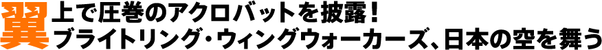 翼上で圧巻のアクロバットを披露!ブライトリング・ウィングウォーカーズ、日本の空を舞う